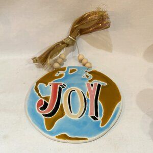 Kellie Montana Joy to the World Ceramic Wall Plaque Holiday Decor Round 5"